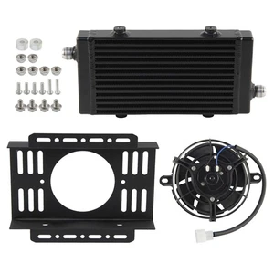 Universal Querstrom Ölkühler AN10 Stange und Platte + 5,5'' Elektrolüfter Kit - Picture 1 of 11