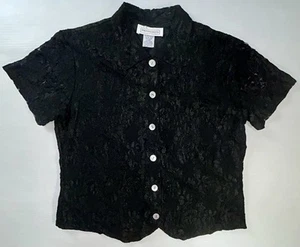 Vintage Impressions of California Gr. M schwarz Top Burnout skurril Gothic Hexe Spitze - Bild 1 von 9