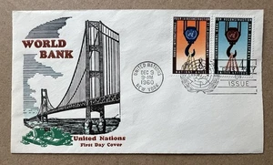 1960 Banco Mundial de las Naciones Unidas Primer Día Cubierta • Diseño A. Medina Medina • Matasellos de Nueva York - Imagen 1 de 5