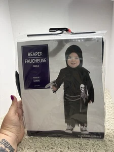 Costume Halloween Reaper Grim Scheletro Bambino Taglia Bambino 2 NUOVO - Foto 1 di 6