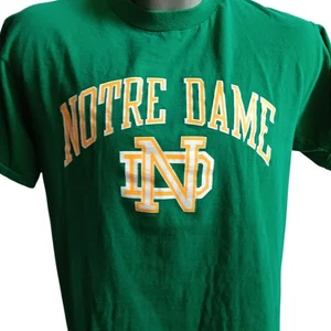 Notre Dame Vintage Single Stitch Large 80s College Champion T-Shirt USA Green - Picture 1 of 7