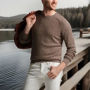PETER MILLAR Crown Crafted Port Saddle Shoulder Crew Neck Sweater Sz L See Photo - Picture 1 of 14