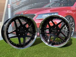 Ruedas 4X R19 pulgadas 5X120 Haxer HX030 negras + labio pulido: se adapta a E46, E90, F10 - Imagen 1 de 12