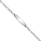 14K White Gold Soft Diamond Shape Figaro Link Id Bracelet 7