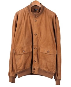 ITALIAN Blu del Golfo Snuff Suede Leather Mens Blouson Bomber Jacket 50 - Picture 1 of 10