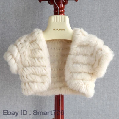 100% pele de coelho real malha bolero capa feminina poncho xale cachecol de casamento - Imagem 1 de 4