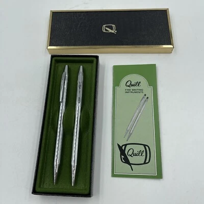 Quill Chrome Pen and Mechanical Pencil Set In Original Box Vintage NEW - Imagem 1 de 4