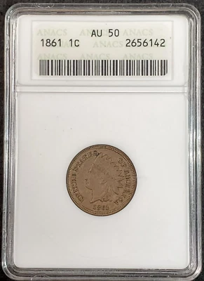 1861 Indian Head Cent ANACS AU50 2656142 Exquisite Coin Rare - Image 1 of 4