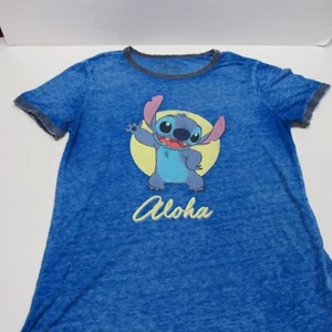 Disney Store Stitch Blue Tissue Weight T-Shirt Top Aloha Women’s Large - Picture 1 of 5