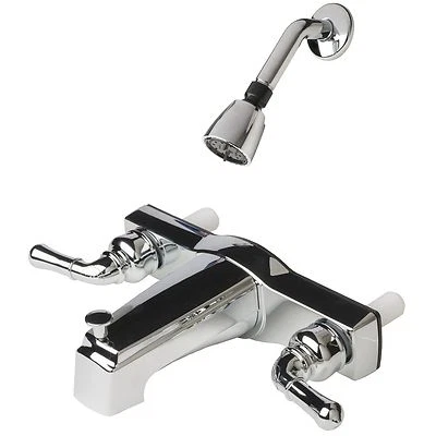 LAGUNA BRASS Mobile Home Two Handle 8" Tub Shower Faucet Diverter with Shower Head Chrome