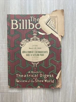 THE BILLBOARD WEEKLY THEATRICAL DIGEST & REVIEW MAGAZINE - March 29, 1924 - Image 1 of 4