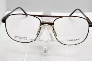 LOOKING GLASS 8044 MEN'S AVIATOR EYEGLASSES 56-18-145 MATTE BROWN W/ SOFT CASE - Picture 1 of 2