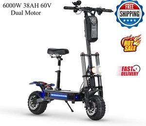 Folding Dual Motor 38AH 60V 6000W Adult Electric Scooter 11" Off Road Tire - Picture 1 of 23