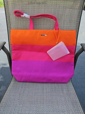Bolso Clinique Naranja/Rosa/Púrpura Llevar con Pequeño Bolso con Cremallera Playa Foto 1 de 4