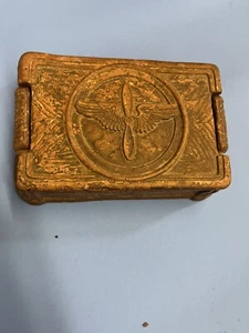 Vintage Schmuckschatulle mit Luftfahrtmotiv Adlerflügel braun mit abnehmbarem Oberteil - Bild 1 von 14