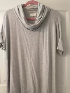 Lou & Grey Short Sleeve Pullover Cowl Neck Rayon Blend Gray Tunic Top sz M - Picture 1 of 8