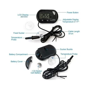 Fish Tank LCD Digital Aquarium Thermometer Pet Aquatic Accurate with 1M Probe - Picture 1 of 13