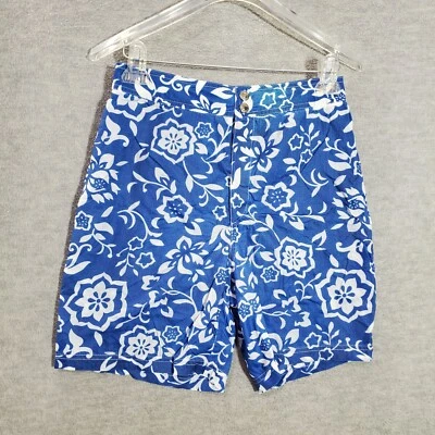 VINTAGE Ralph Lauren Polo Sport Women Swimwear 6 Blue Floral Board Shorts Nylon - Image 1 of 4