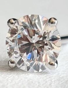 2.00 Ct 14k White Gold D VS1 Lab Grown Round Diamond Solitaire SINGLE Earring - Picture 1 of 7