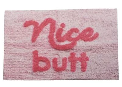 MELODY JANE Dolls House Bath Mat "Nice Butt" Pink Modern Bathroom Rug Accessory Printed Card