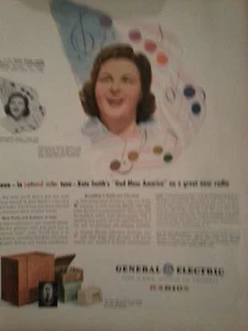 Radio General Electric 1945 Kate Smith God Bless America anuncio original - Imagen 1 de 1