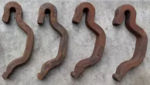 Lot of 4 RAILROAD J anchors hook bracket carbon steel Illinois Central RR iron - Picture 1 of 3