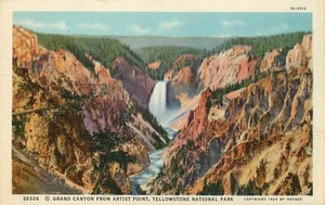 AK Yellowstone Nationalpark Leinen Grand Canyon unbesendet - Bild 1 von 2