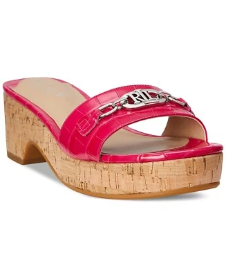 Sandalias de plataforma Lauren Ralph Lauren Roxanne talla 8 rosa cocodrilo Foto 1 de 4