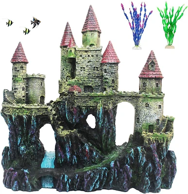 PINVNBY Aquarium Resin Castle Decoration Fish Tank Driftwood Castle Cave Hideouts Decor