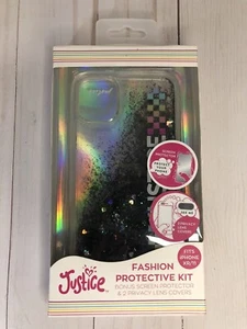 *NEW* Justice iPhone 11 Fashion Protective Kit Floating Hearts Glitter/Protect - Zdjęcie 1 z 1