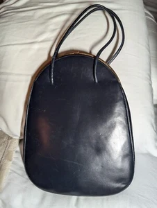 Bolso de Mano Dofan Vintage Francés Azul Marino Cuero Mediados de Siglo Atomic Mad Men - Imagen 1 de 10
