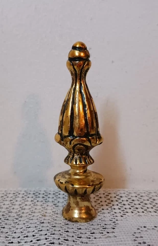 Large Vintage Solid Brass Ornate Finial 3 1/2'' Lamp or Chandelier Part Cover
