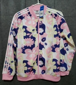 Adidas Girls Kids Allover Flower Print SST Track Jacket HF7468 SIZE XL Full Zip - Picture 1 of 5