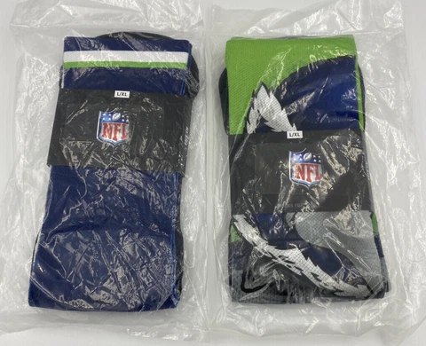NFL Seattle Seahawks Socks Classic Uniform Navy Size L-XL 2 Pack New Cover