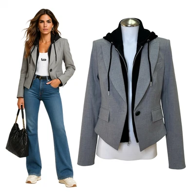 $748 VERONICA BEARD “Hosanna” Dickey Blazer Jacket Sz 2 Grey - Image 1 of 4