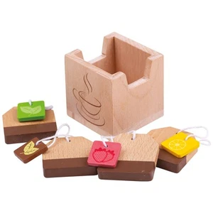 Bigjigs Toys Wooden Pretend Play Tea Bags - Roleplay Food Kitchen Accessories - Imagen 1 de 5