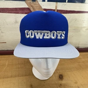 Vtg Dallas Cowboys New Era Pro Design Blue Snapback Trucker Hat Dupont Visor USA - Picture 1 of 6