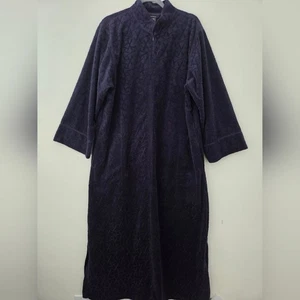 Natori Navy Soft Velour Zipped Long Robe XL - Picture 1 of 5