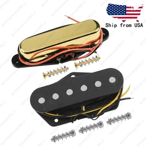 A set of Ceramic Single Coil Neck+Bridge Pickup for TELE Guitars - Gold+Black - Picture 1 of 6