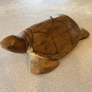Hand Carved Wooded Sea Turtle Hawaiian Artist Tama Vintage - Picture 1 of 14