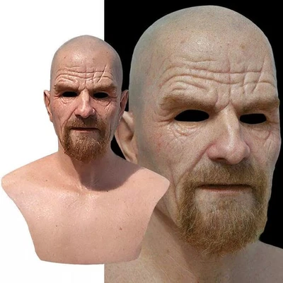 Halloween Realistic Old Man Masks Latex Cosplay Party Full Face Mask Headgear - Image 1 of 4