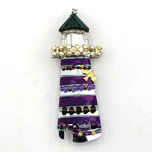 LIZTECH lighthouse brooch - Spiritual Beacon signed pin seagull beach vtg 2006 - Picture 1 of 11
