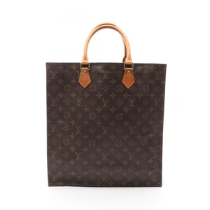 LOUIS VUITTON Sac Plat Tote Bag M51140 Monogram canvas leather Brown Used Women - Picture 1 of 9