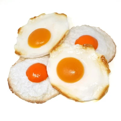 4PCS Lifelike Artificial Fake Food PVC Resin Fried Eggs Realistic Simulation ... - Image 1 of 4