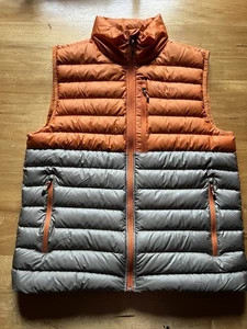 Marmot NWT Men's Highlander Puffer Down Vest Medium Orange/Grey Packable Granola - Picture 1 of 20