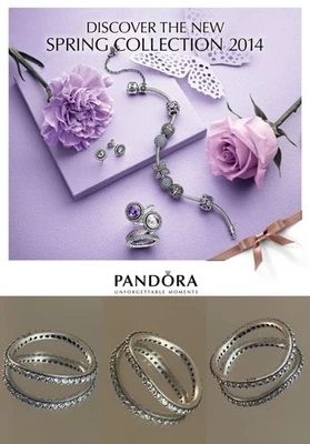 De Colección Pandora Wave Cascada Circonita cúbica Anillo Plata Esterlina 925 Talla 8 2014 Catálogo RARO Foto 1 de 4