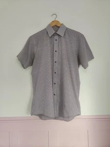 Taylor & Wright Easy Iron Purple and White Checked Mens Formal Shirt Size 15.5 - Picture 1 of 9