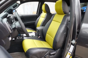 TOYOTA TACOMA SPORT TRD 09-15 BLACK/YELLOW VINYL CUSTOM MADE FRONT SEAT COVERS - Picture 1 of 4