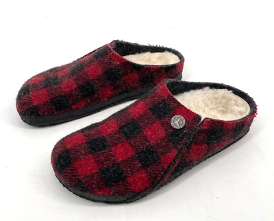 Birkenstock Niños 33 Zermatt Remache Cuadros Rojo Negro Zueco Sin Cordones Zapato Mula Búfalo Foto 1 de 4