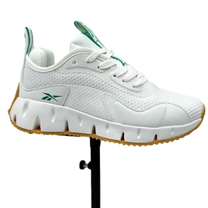 Reebok Zig Dynamica Little Boy's Sneakers Size 13 White/Brown Toe & Heel Bumpers - Picture 1 of 13